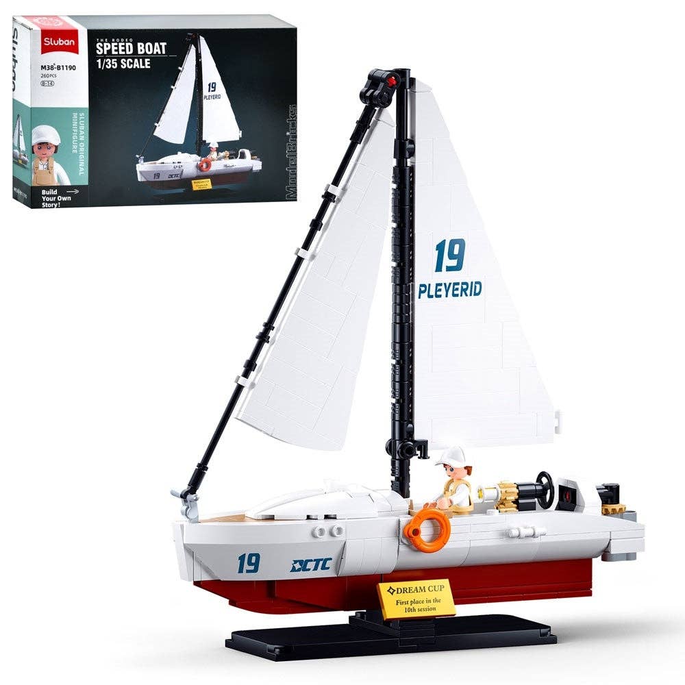 Model Bricks: Racing Sail Boat Building Brick Kit (248 pcs)