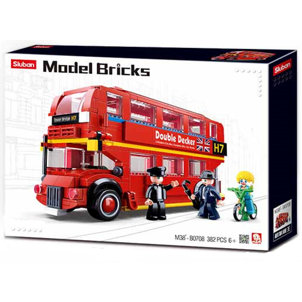 Model Bricks: London Double Decker Bus Building Brick Kit (394 pcs)