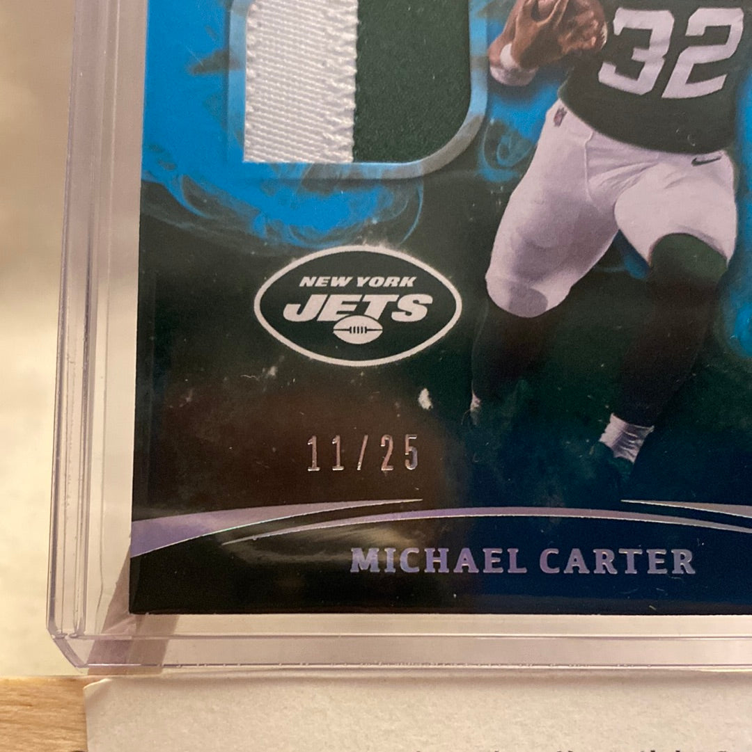 2021 Origins Michael Carter Rookie Patch 11/25 Turquoise New York Jets Trading Card