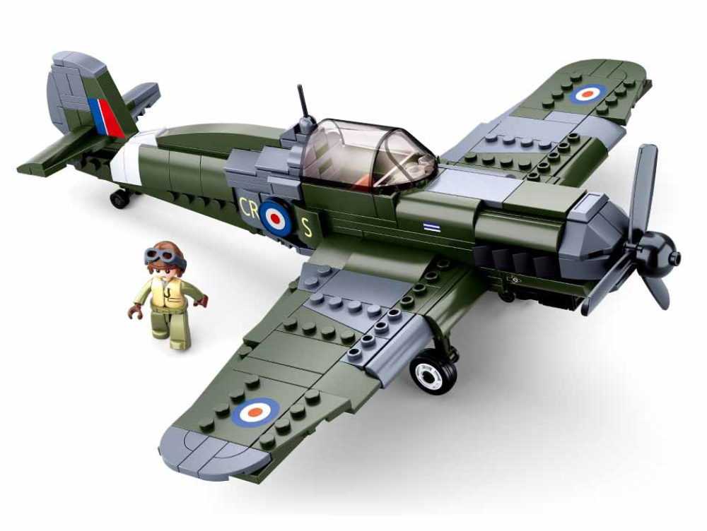 Model Bricks: WWII Royal Air Force Spitfire Plane Building Brick Kit (297 pcs)