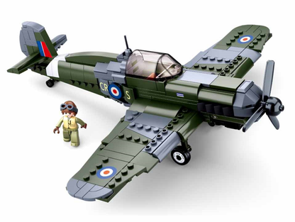 Model Bricks: WWII Royal Air Force Spitfire Plane Building Brick Kit (297 pcs)