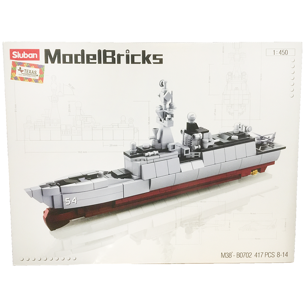 Model Bricks: Destroyer Military Ship 1:450 Scale Building Brick Kit (457 pcs)