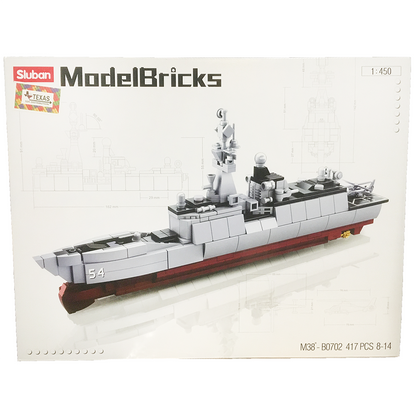 Model Bricks: Destroyer Military Ship 1:450 Scale Building Brick Kit (457 pcs)