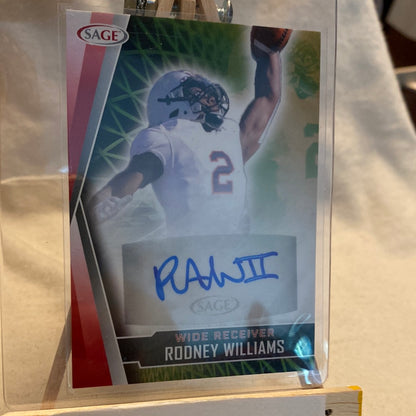 2022 SAGE High Series Football Rodney Williams Rookie Auto Denver Broncos Trading Card