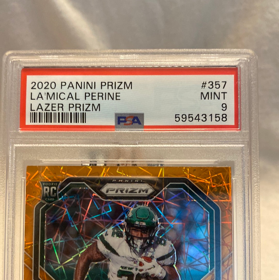 2020 Panini Prizm Rookie Lazer Prizm La'Mical Perine #357 PSA 9 MINT Rookie RC Trading Card