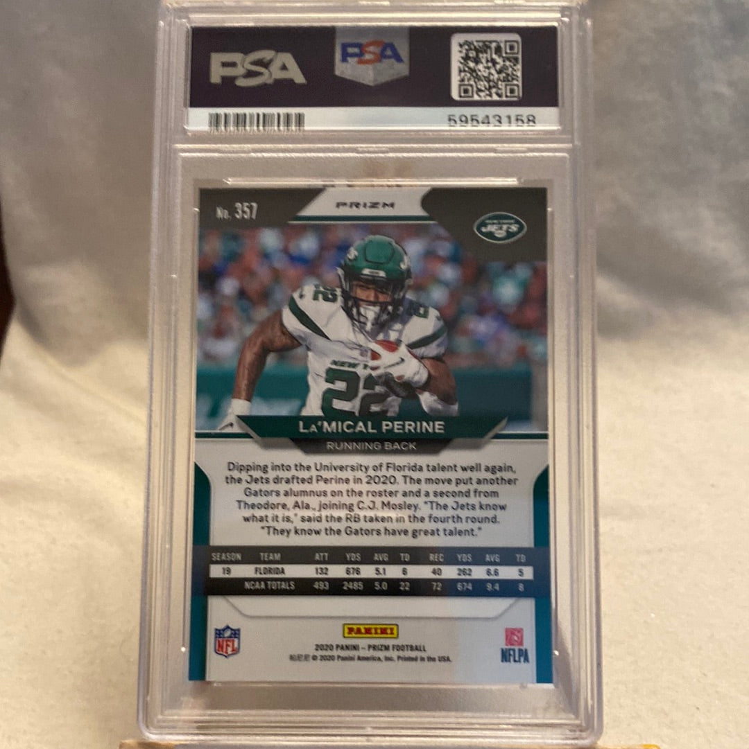 2020 Panini Prizm Rookie Lazer Prizm La'Mical Perine #357 PSA 9 MINT Rookie RC Trading Card