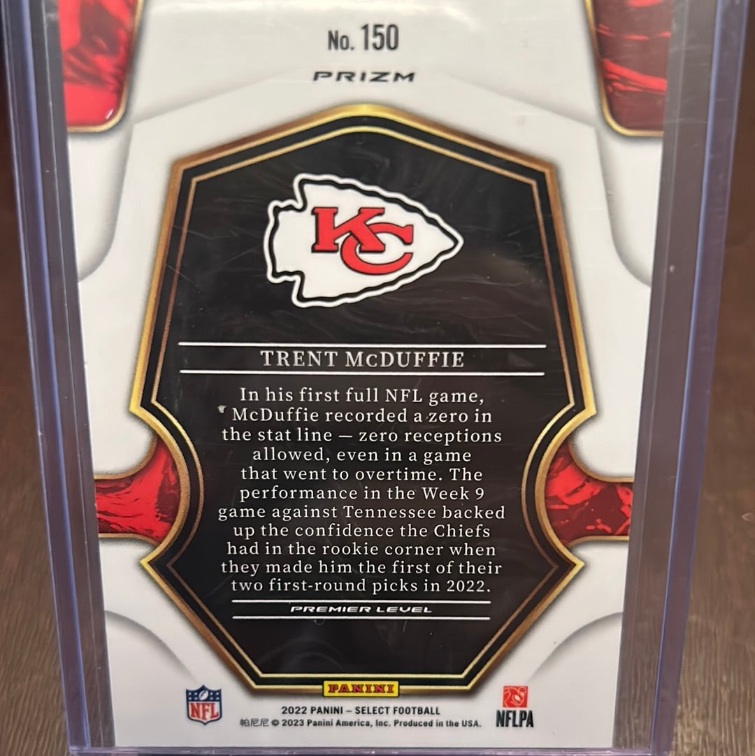 2022 PANINI SELECT TRENT MCDUFFIE ROOKIE RC  PREMIER LEVEL CHIEFS Trading Card