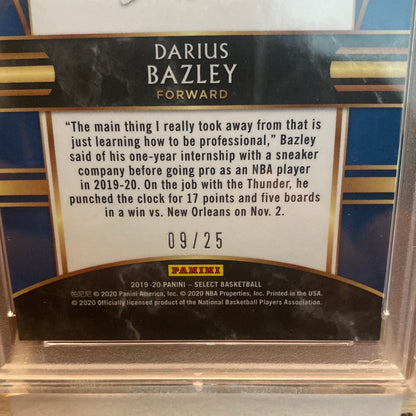 2019 Select Hybrid Blue Disco Prizm 09/25 Darius Bazley #116 PSA 10 MINT Rookie Trading Card