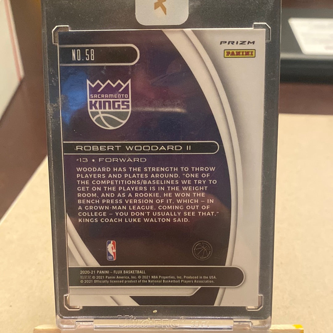 2020-21 PANINI FLUX ROBERT WOODARD II SILVER PRIZM RC ENCASED KINGS Trading Card