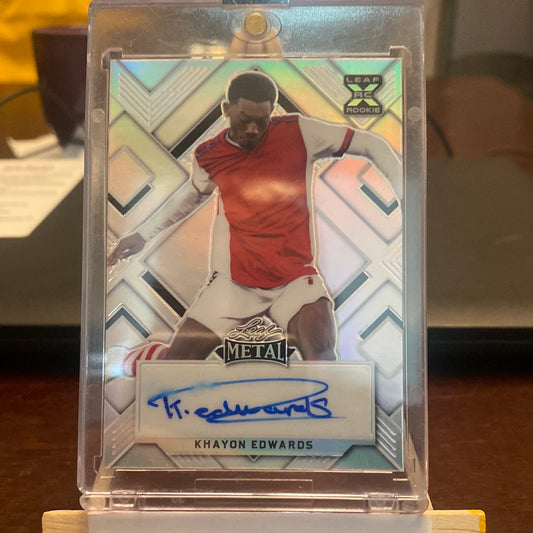 2022 LEAF METAL SOCCER KHAYON EDWARDS XRC RC SILVER AUTO 13/35 Trading Card