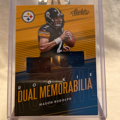 MASON RUDOLPH 2018 Panini Absolute ROOKIE RC DUAL MEMORABILIA JERSEY STEELERS Trading Card