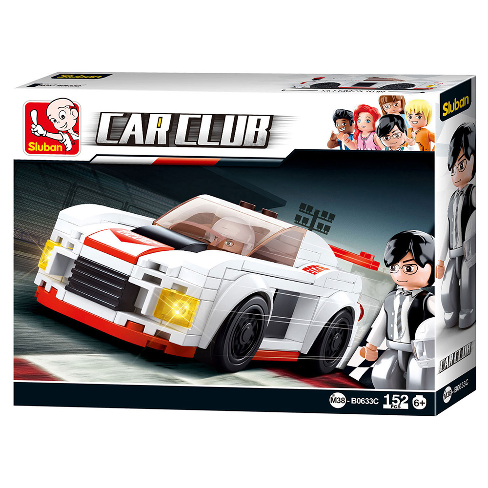 Model Bricks: Car Club Knight Race Car Building Brick Kit (152 pcs)