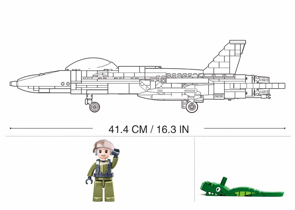 Model Bricks: Model F-18 Hornet Fighter Jet Building Brick Kit (628 pcs)