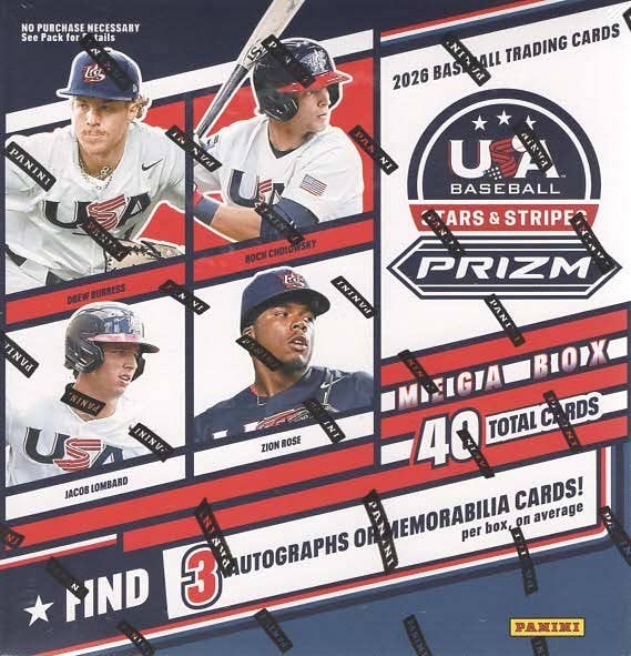 2026 Panini Baseball: USA Stars & Stripes Prizm Baseball 40ct. Mega Bx