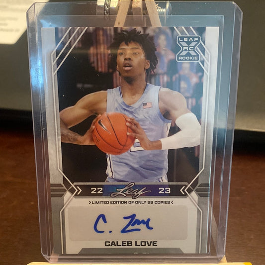 2022-23 Leaf Draft Caleb Love RC AUTO SILVER /99 North Carolina Trading Card