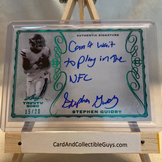 2020 Leaf Trinity Stephen Guidry Auto with inscription 15/20 #A-SG1 green foil Trading Card