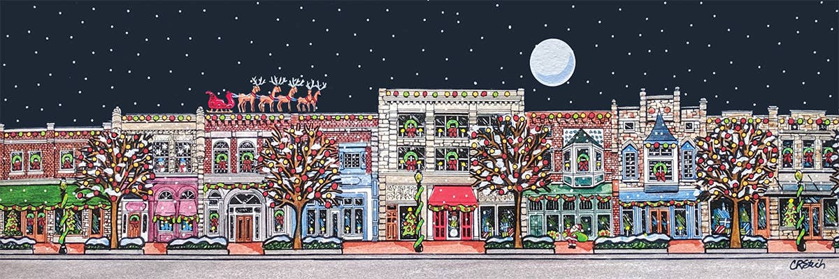 Puzzle: Main Street Christmas 500 Piece Panoramic Puzzle