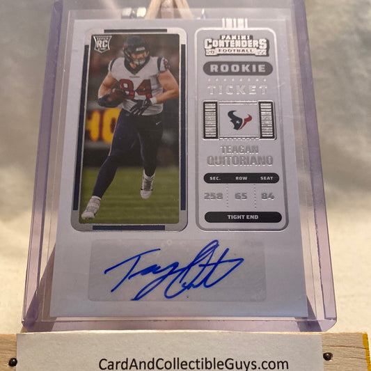 2022 PANINI CONTENDERS #231 TEAGAN QUITORIANO ROOKIE TICKET AUTO TEXANS RC Trading Card