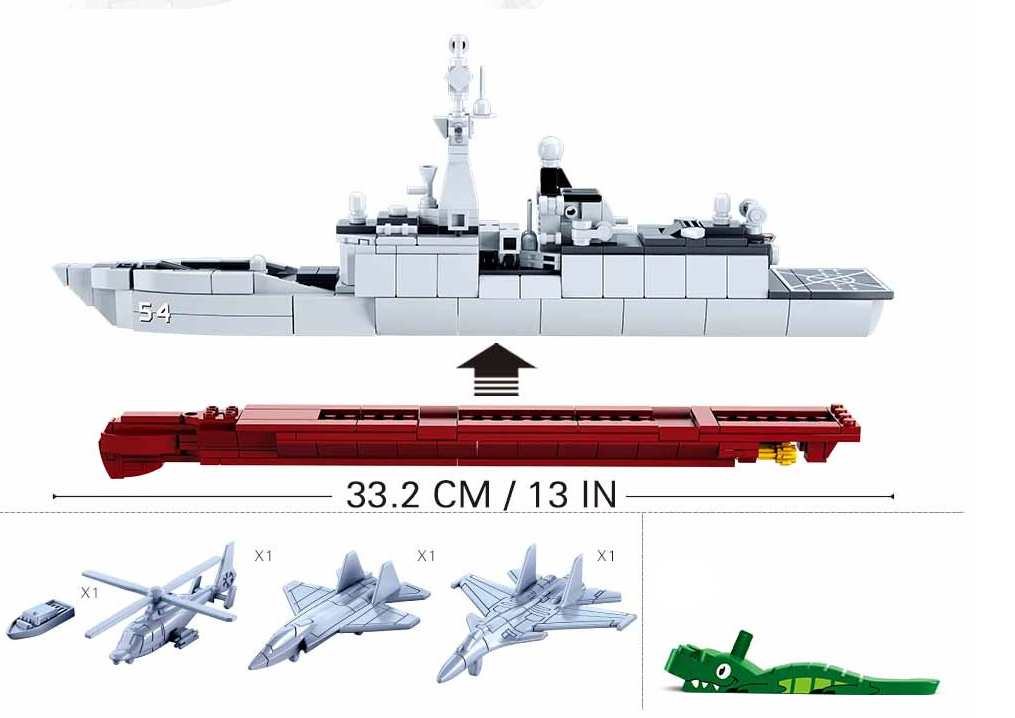 Model Bricks: Destroyer Military Ship 1:450 Scale Building Brick Kit (457 pcs)
