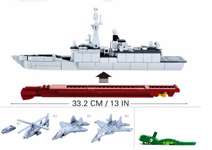 Model Bricks: Destroyer Military Ship 1:450 Scale Building Brick Kit (457 pcs)
