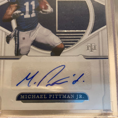 2021 Panini National Treasures Michael Pittman Jr Blue Patch Auto/25 Trading Card