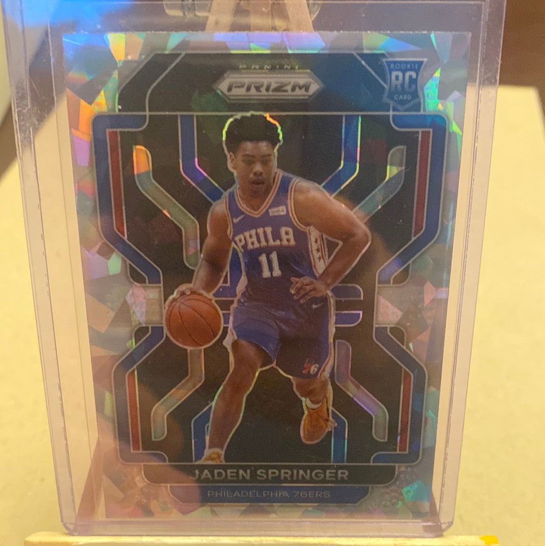 2021-22 Panini Prizm Cracked Ice #317 Jaden Springer RC Philadelphia 76ers Trading Card