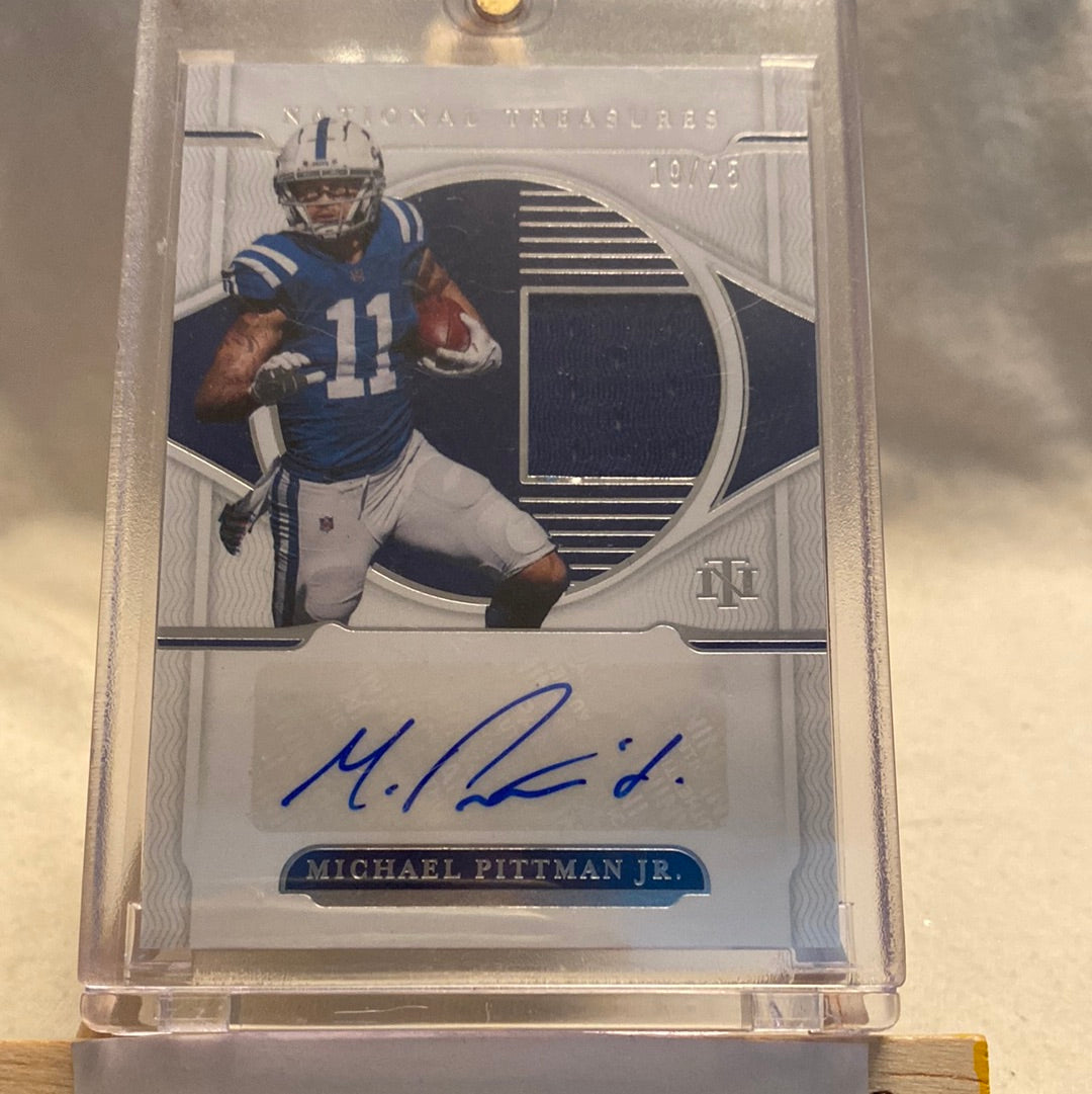 2021 Panini National Treasures Michael Pittman Jr Blue Patch Auto/25 Trading Card