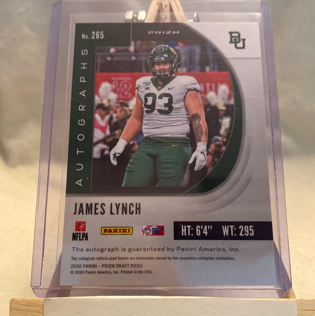 2020 Panini Prizm Draft Picks Silver Auto #265 JAMES LYNCH  RC Baylor Bears Trading Card