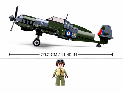 Model Bricks: WWII Royal Air Force Spitfire Plane Building Brick Kit (297 pcs)