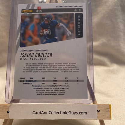 Isaiah Coulter 2020 Panini Chronicles Draft Picks Prestige RC Auto #15 Bills Trading Card