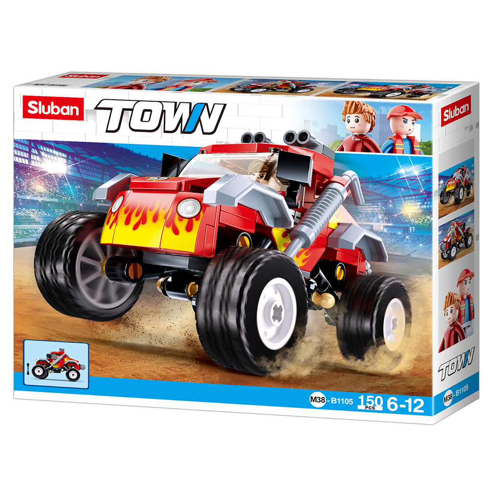 Model Bricks: Off-Road Red Monster Car Building Brick Kit (150 pcs)