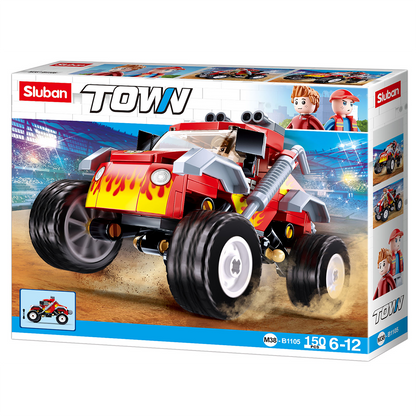 Model Bricks: Off-Road Red Monster Car Building Brick Kit (150 pcs)