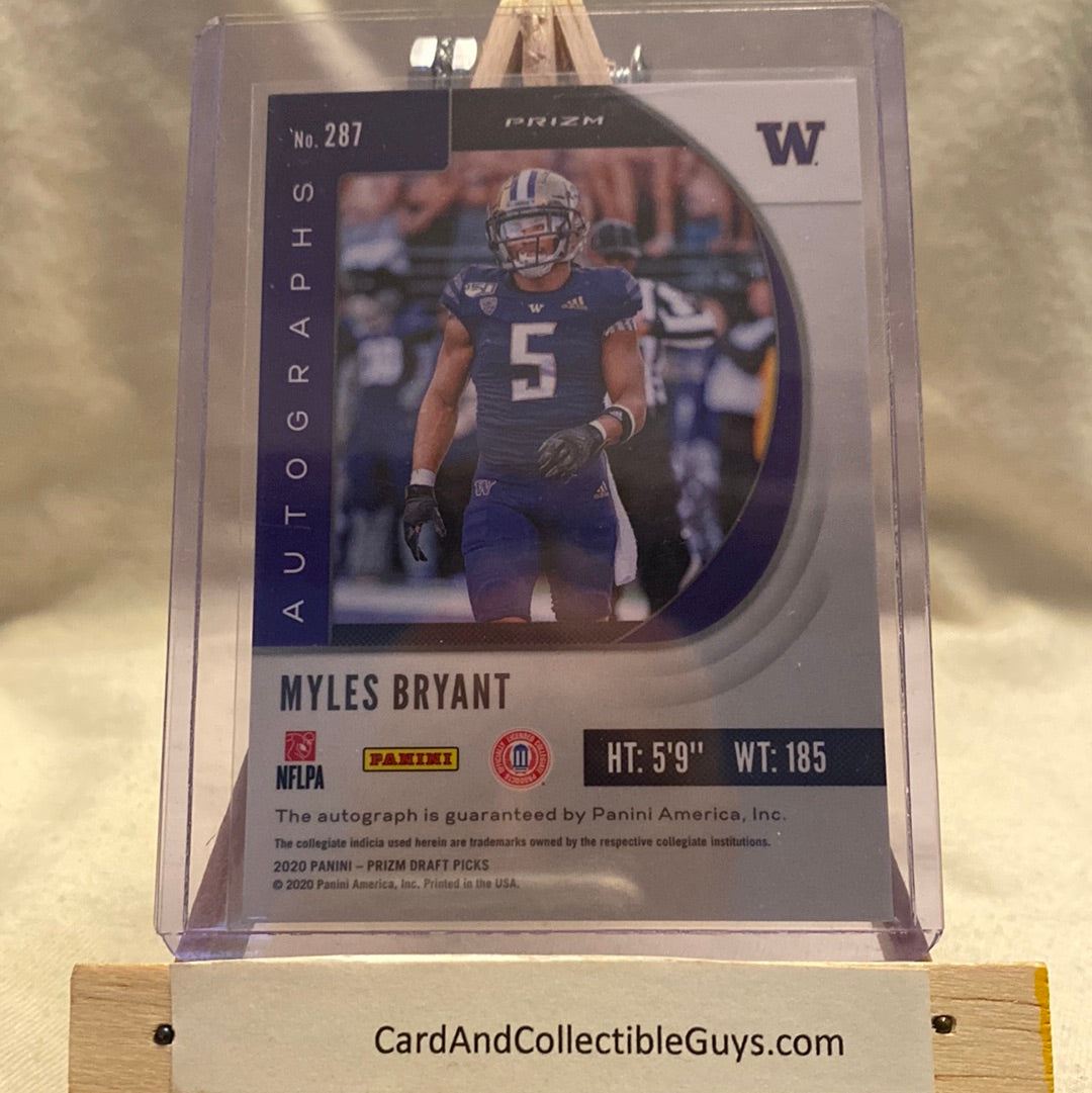 MYLES BRYANT 2020 Panini Prizm Draft AUTO RC#287 Trading Card