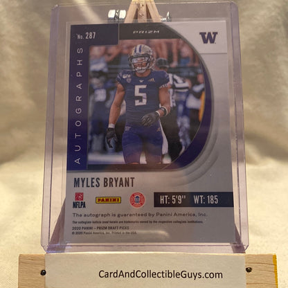 MYLES BRYANT 2020 Panini Prizm Draft AUTO RC#287 Trading Card