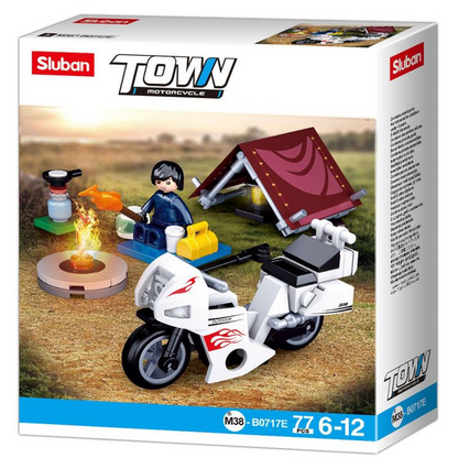 Model Bricks: Camping Motorcycle Building Brick Kit (77 pcs)