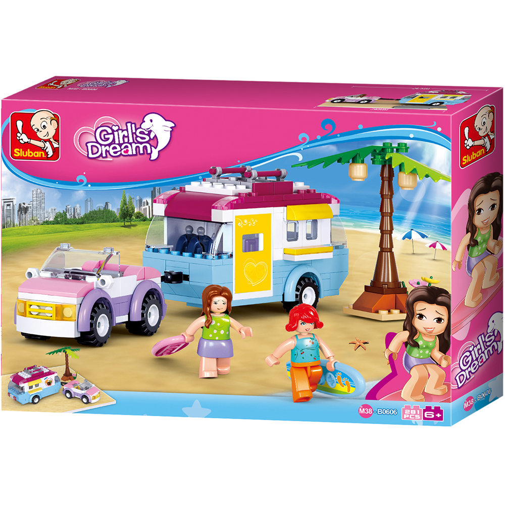 Model Bricks: Girl's Dream Beach Holiday Trailer Building Brick Kit (272 pcs)