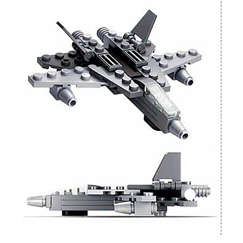 Model Bricks: Gray Military Airplane Building Brick Kit (42 pcs)