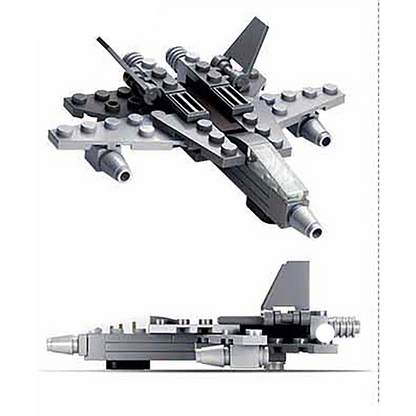 Model Bricks: Gray Military Airplane Building Brick Kit (42 pcs)
