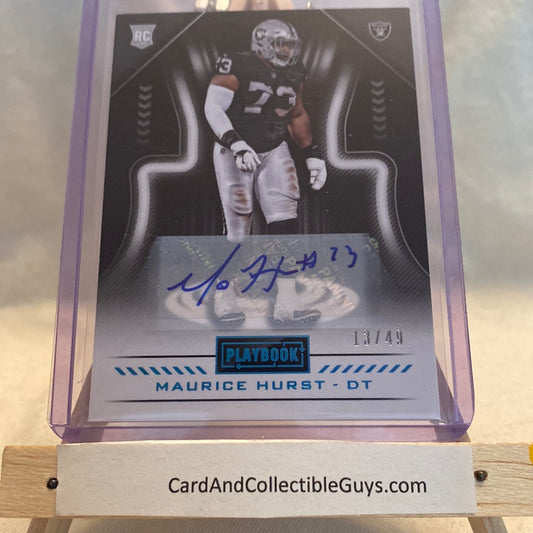 2018 Panini Playbook Signatures Platinum /49 Maurice Hurst #172 Rookie Auto RC Trading Card