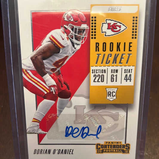 2018 Contenders Ticket/Rookie Ticket Variation Dorian O'Daniel Rookie Auto RC Trading Card