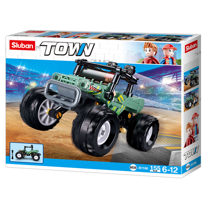 Model Bricks: Off-Road Green Monster Truck Building Brick Kit (155 pcs)