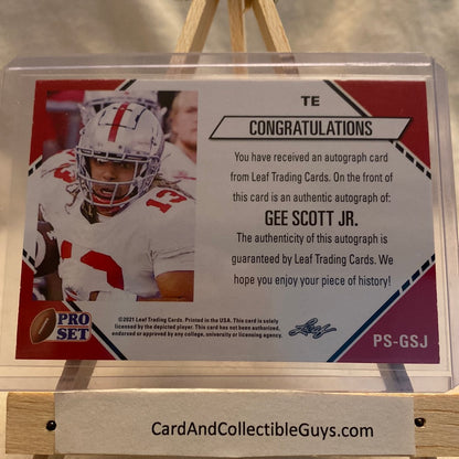 2021 Pro Set College Football Gee Scott Jr PS-GSJ Auto Ohio State Yellow Trading Card