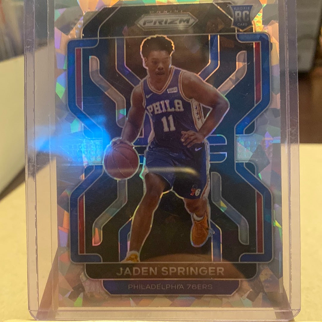 2021-22 Panini Prizm Cracked Ice #317 Jaden Springer RC Philadelphia 76ers Trading Card