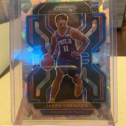 2021-22 Panini Prizm Cracked Ice #317 Jaden Springer RC Philadelphia 76ers Trading Card