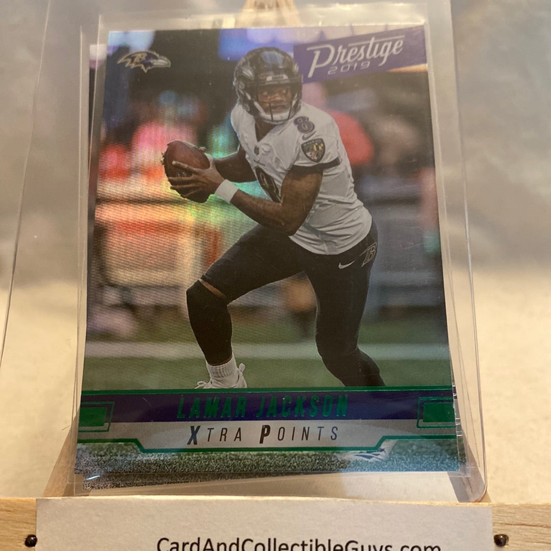 2019 Panini Prestige Lamar Jackson Green Parallel Xtra Points And Base Ravens Trading Card