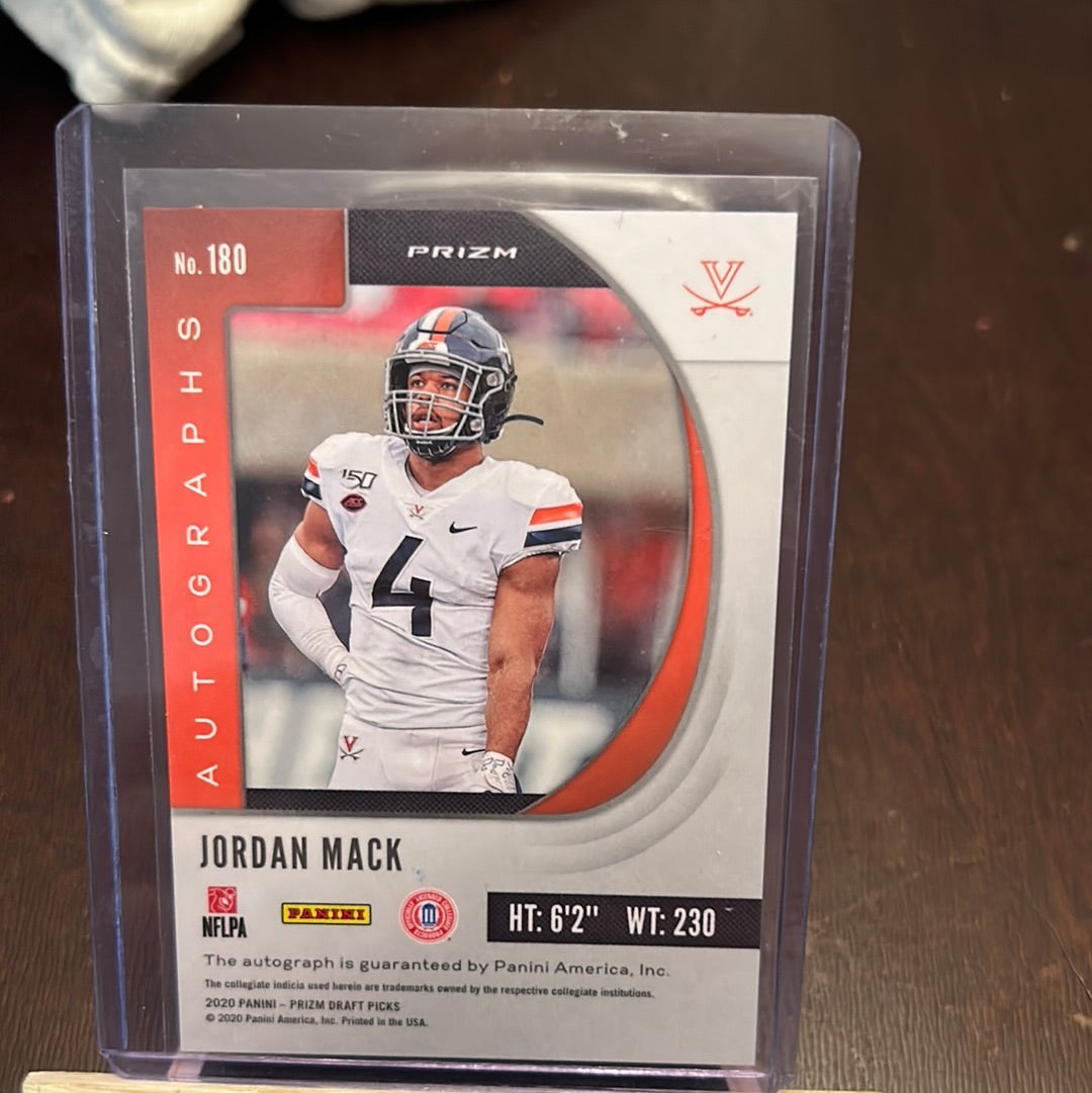 2020 Panini Prizm Draft Picks Football Jordan Mack Virginia Silver Auto RC #180! Trading Card