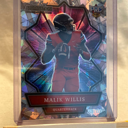 2022 WILD CARD ALUMINATION MALIK WILLIS RC ROOKIE HOLO LUX 49/199 Trading Card