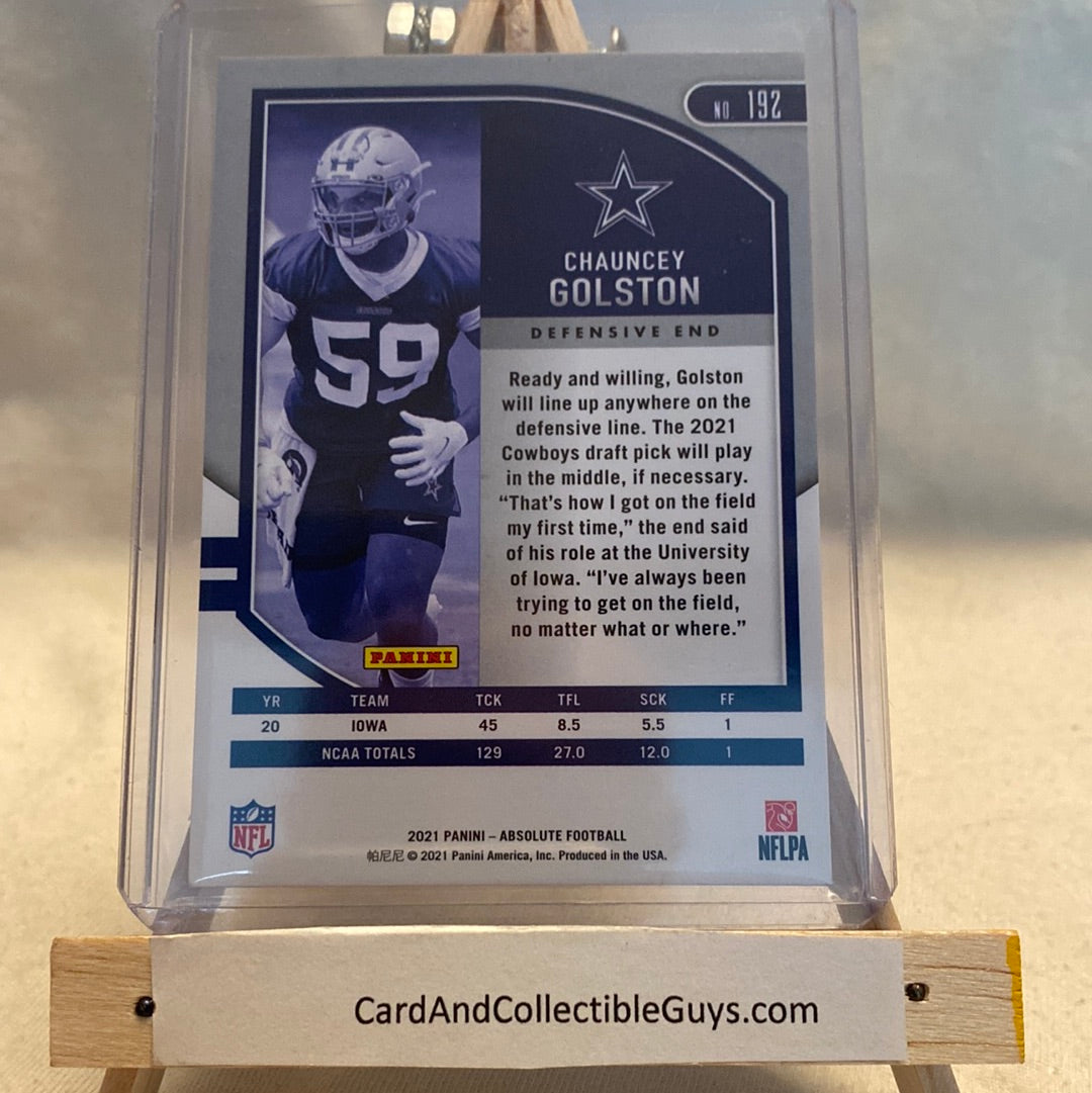 2021 Panini Absolute CHAUNCEY GOLSTON #192 Red /100 Rookie RC Dallas Cowboys Trading Card