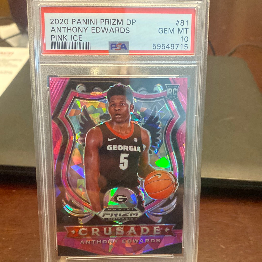 2020 Anthony Edwards Panini Prizm DP Pink Ice Crusade Rookie #81 PSA 10 GEM MINT Trading Card