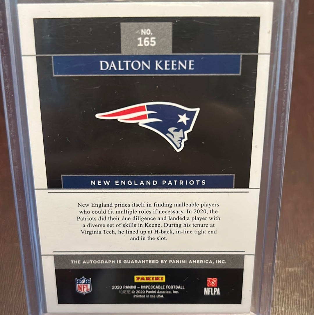 2020 Panini Impeccable Rookie Auto 09/99 Dalton Keene #165 Rookie Auto RC Trading Card